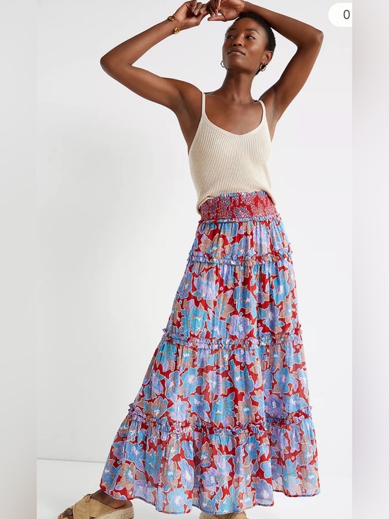 Love The Label Dresses & Skirts - Love the Label Anthropologie tiered ruffle maxi skirt floral small multicolor